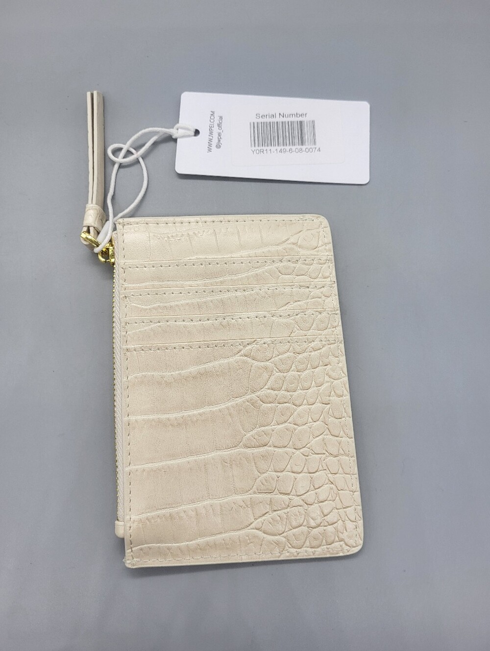 JW PEI Quinn Zipped Card Holder - Ivory Croc - Picture 4 of 8